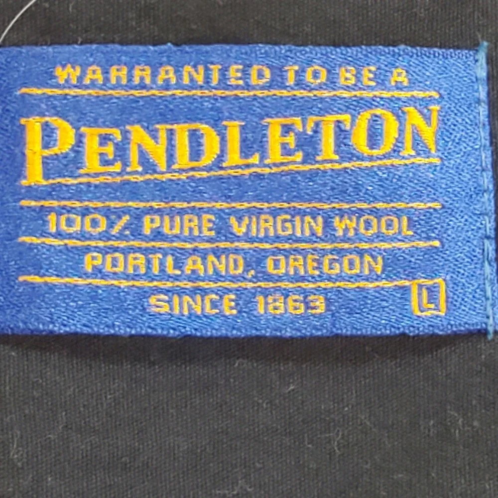 Pendleton Lodge Shirt Mens Large Wool Blue Plaid Flannel AA037-30964 Long Sleeve